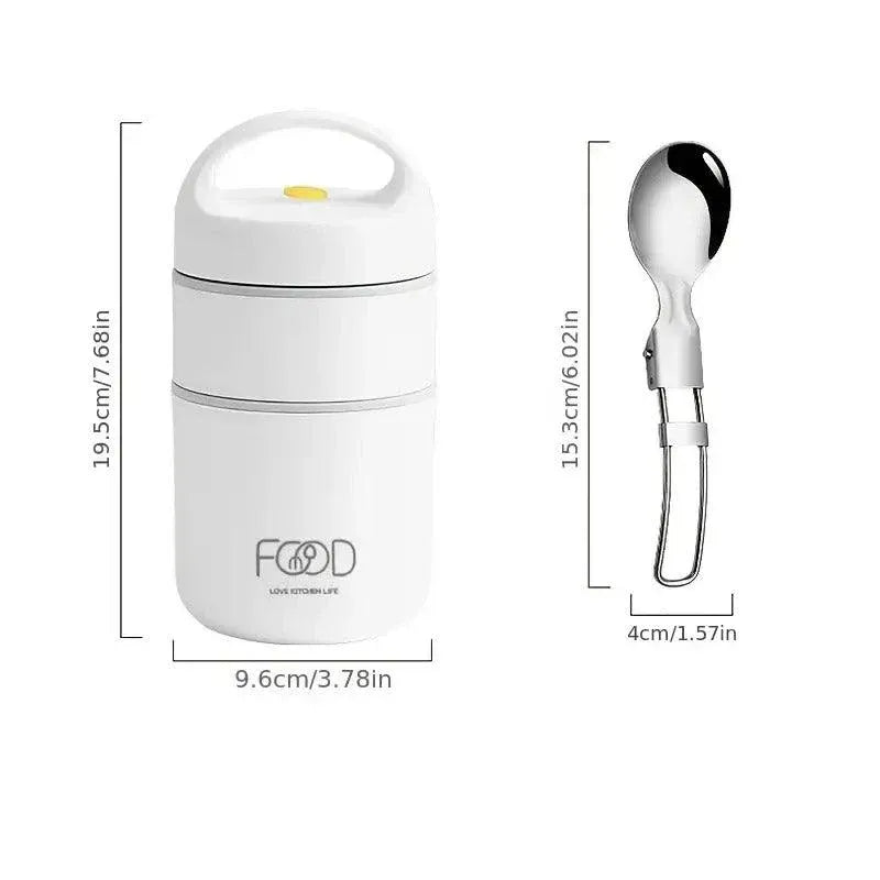 3pcs Insulated Lunch Box Soup Container Portable Breakfast Food Storage Box Set V528-LUNCH-BOX-2-WHITE-921456