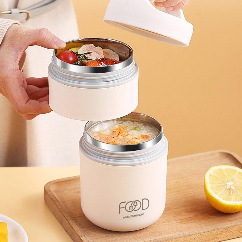 3pcs Insulated Lunch Box Soup Container Portable Breakfast Food Storage Box Set V528-LUNCH-BOX-2-WHITE-921456