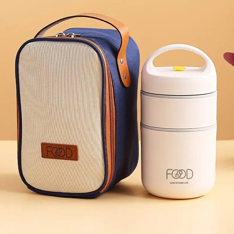 3pcs Insulated Lunch Box Soup Container Portable Breakfast Food Storage Box Set V528-LUNCH-BOX-2-WHITE-921456