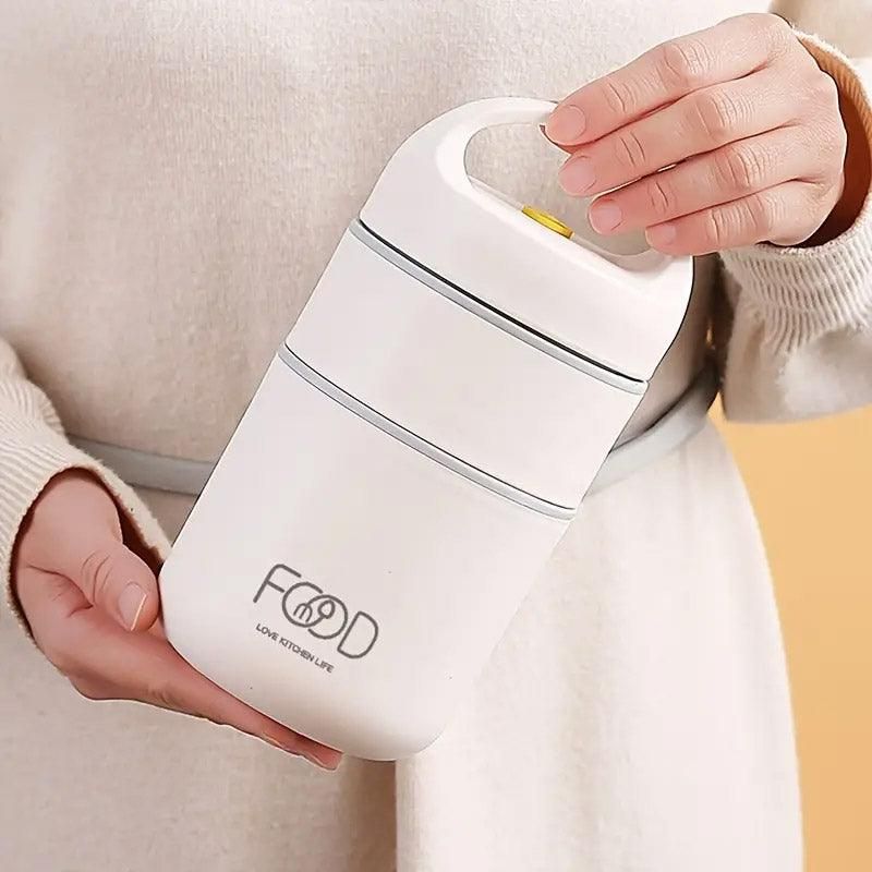 3pcs Insulated Lunch Box Soup Container Portable Breakfast Food Storage Box Set V528-LUNCH-BOX-2-WHITE-921456