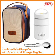3pcs Insulated Lunch Box Soup Container Portable Breakfast Food Storage Box Set V528-LUNCH-BOX-2-WHITE-921456