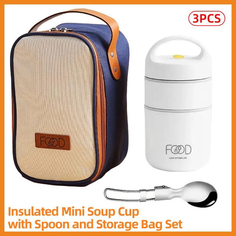3pcs Insulated Lunch Box Soup Container Portable Breakfast Food Storage Box Set V528-LUNCH-BOX-2-WHITE-921456