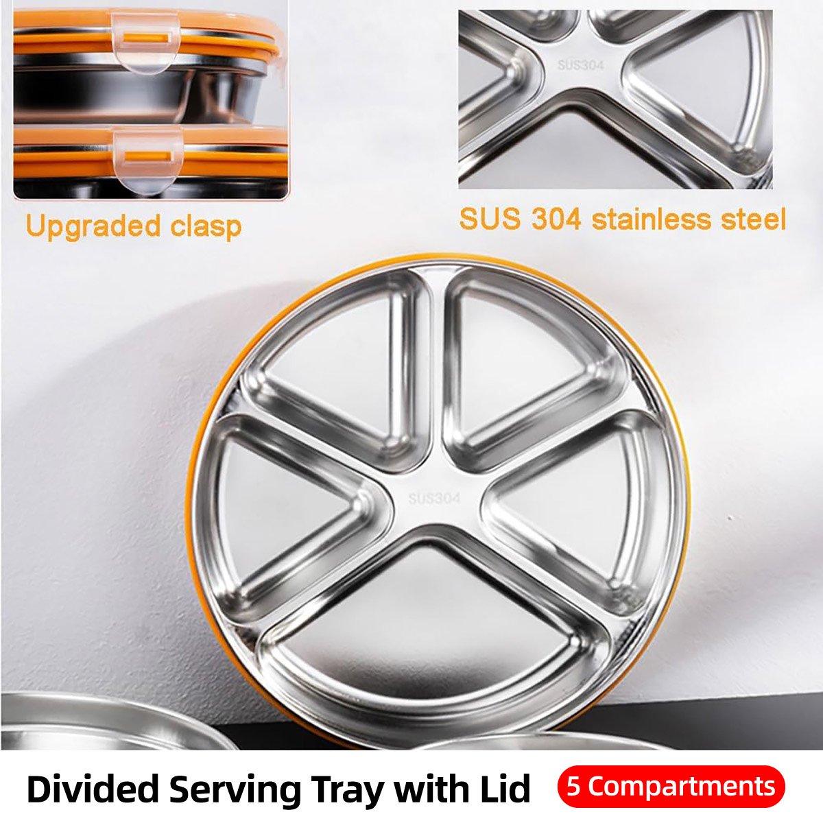Multi Compartment Lunch Box with Lid Five Compartments Food Storage Fruit Plate V528-LUNCH-BOX-304-1750ML-812059