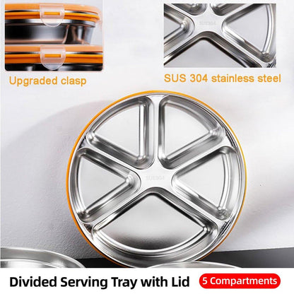 Multi Compartment Lunch Box with Lid Five Compartments Food Storage Fruit Plate V528-LUNCH-BOX-304-1750ML-812059
