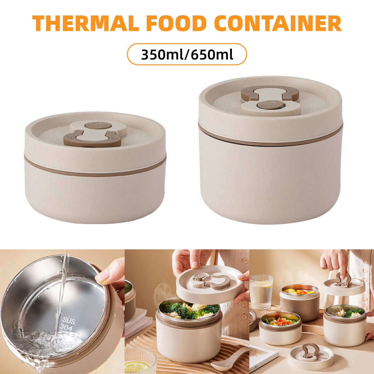 Lunch Box Food Container Thermal Warmer Hot Student Bento Insulated Soup Cup - 350ml V528-LUNCH-BOX-350ML-905549