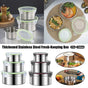3PCS Stainless Steel Sealed Crisper Storage Box with Lid Round Food Lunch Box - Black V528-LUNCH-BOX-3PCS-BLACK-815702