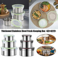 3PCS Stainless Steel Sealed Crisper Storage Box with Lid Round Food Lunch Box - White V528-LUNCH-BOX-3PCS-WHITE-909157