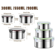 3PCS Stainless Steel Sealed Crisper Storage Box with Lid Round Food Lunch Box - White V528-LUNCH-BOX-3PCS-WHITE-909157