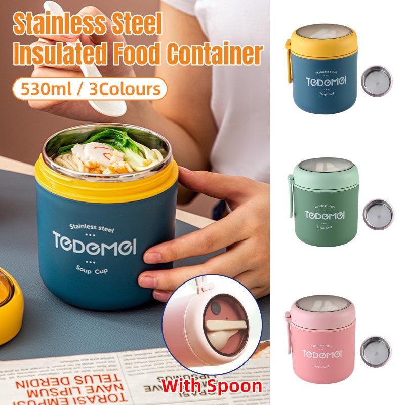 530ml Stainless Steel Insulated Lunch Box Portable Food Storage Mug Soup Meals - Green V528-LUNCH-BOX-530ML-GREEN-472158