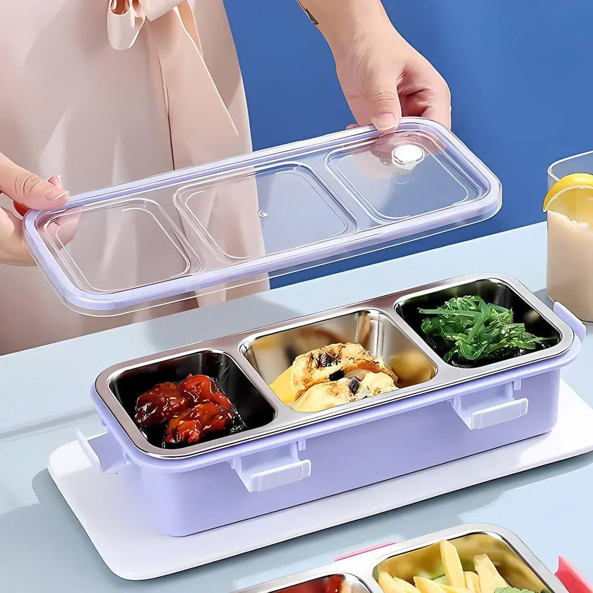 Stainless Steel Lunch Box Compartment Bento Box Food Container for Meal Prep Use - Green V528-LUNCH-BOX-GREEN-557498