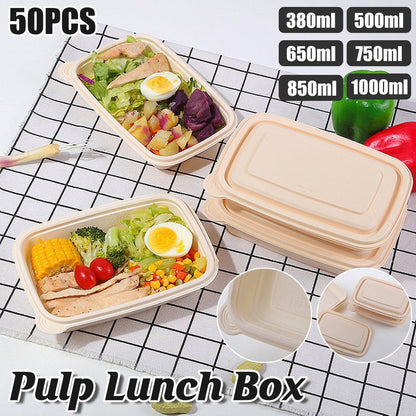 50pcs Eco Friendly Corn Starch Lunch Box Degradable Takeout Bento Container - 750ml V528-LUNCHBOX-50PCS-750ML-363325