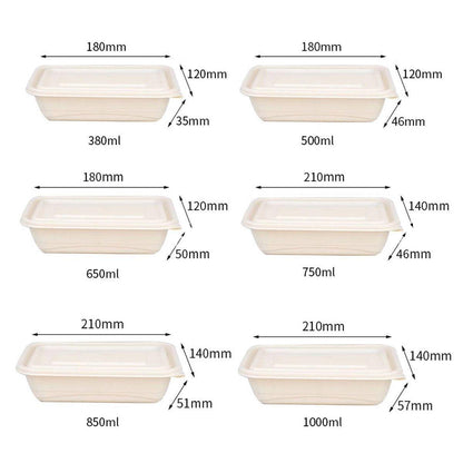 50pcs Eco Friendly Corn Starch Lunch Box Degradable Takeout Bento Container - 850ml V528-LUNCHBOX-50PCS-850ML-977442