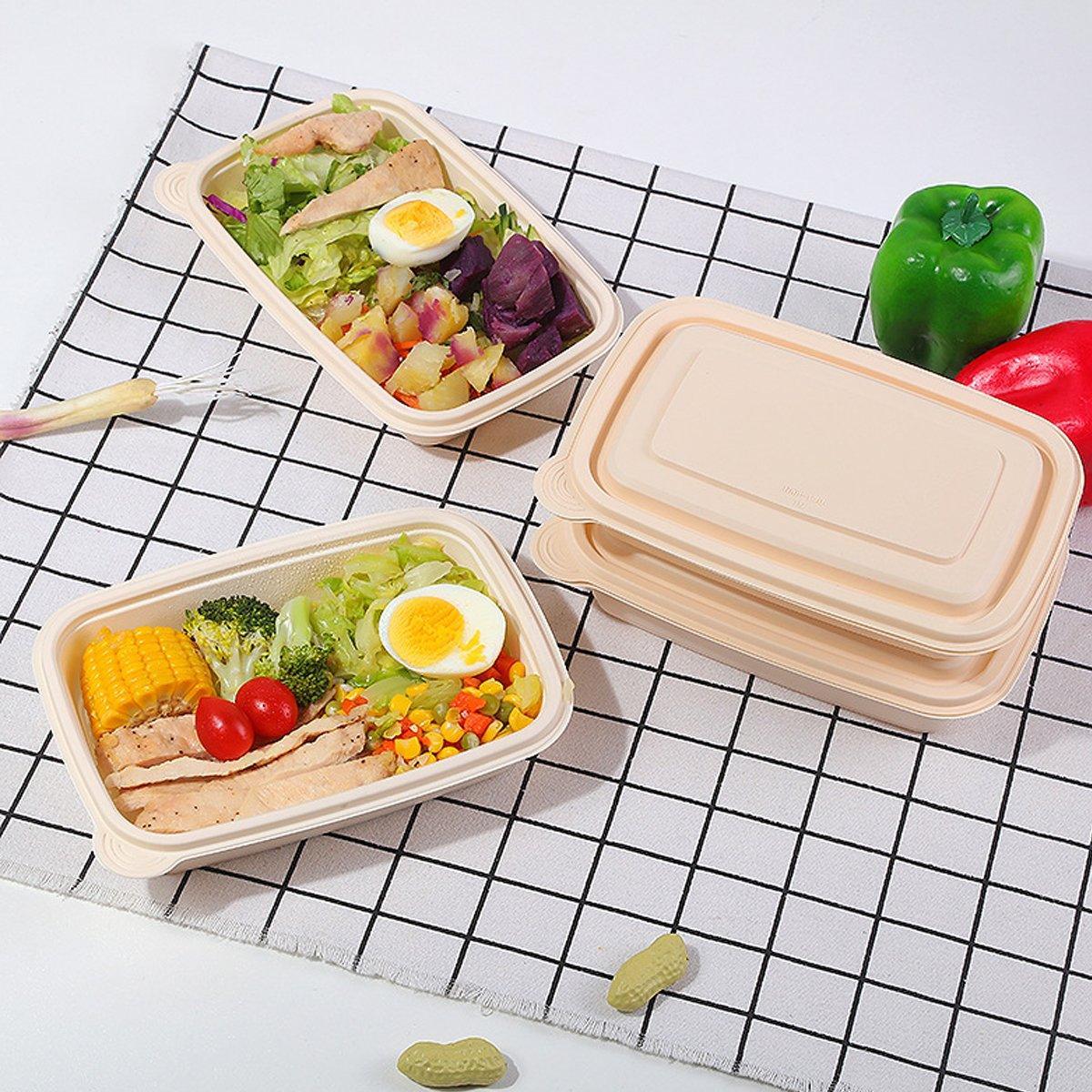 50pcs Eco Friendly Corn Starch Lunch Box Degradable Takeout Bento Container - 850ml V528-LUNCHBOX-50PCS-850ML-977442