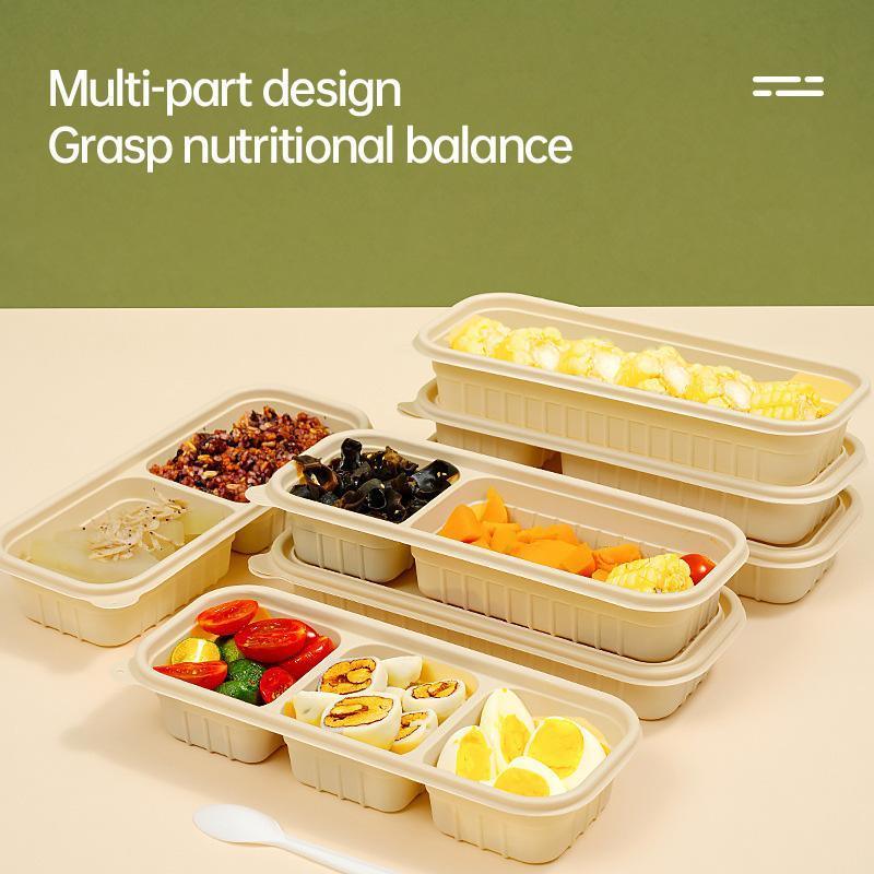 Biodegradable Corn Starch Meal Prep Containers Lids Durable Multi Compartment - C2B V528-LUNCHBOX-50PCS-D-C2B-913314