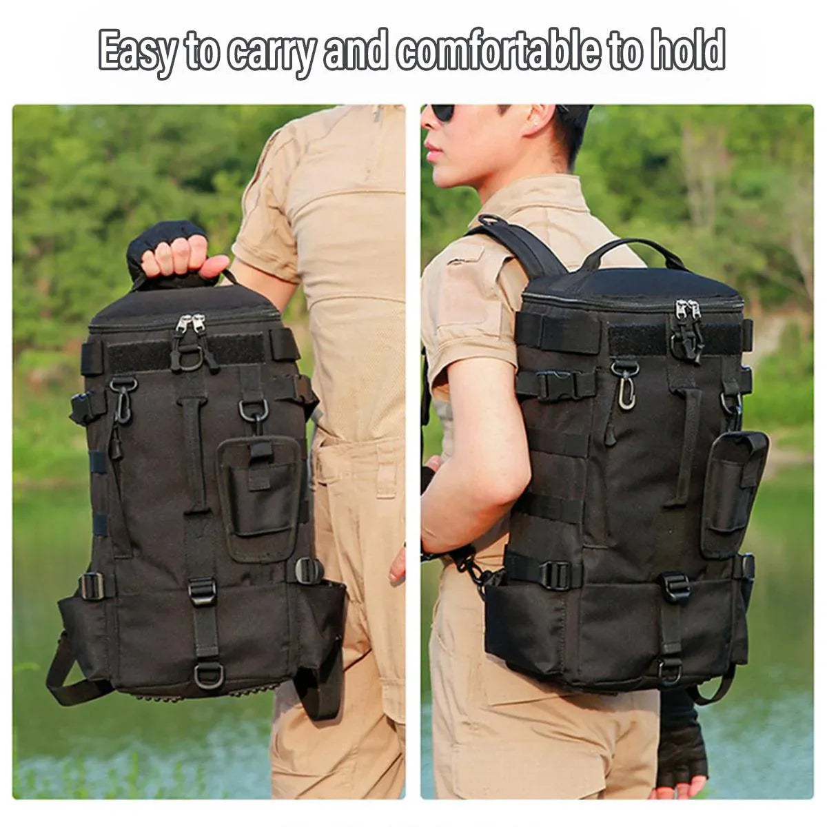 Waterproof Fishing Tackle Bag Large Capacity Multi Functional Shoulder Storage - Black V528-LURE-BACKPACK-BK-967378