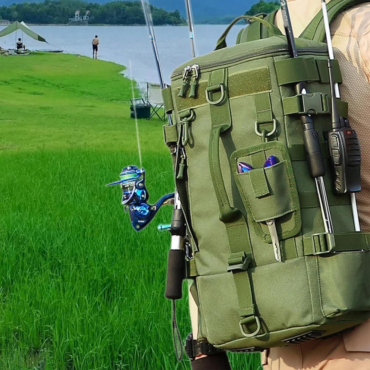 Waterproof Fishing Tackle Bag Large Capacity Multi Functional Shoulder Storage - Black V528-LURE-BACKPACK-BK-967378