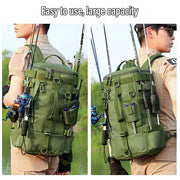 Waterproof Fishing Tackle Bag Large Capacity Multi Functional Shoulder Storage - Khaki Camouflage V528-LURE-BACKPACK-KH-CAMO-196645