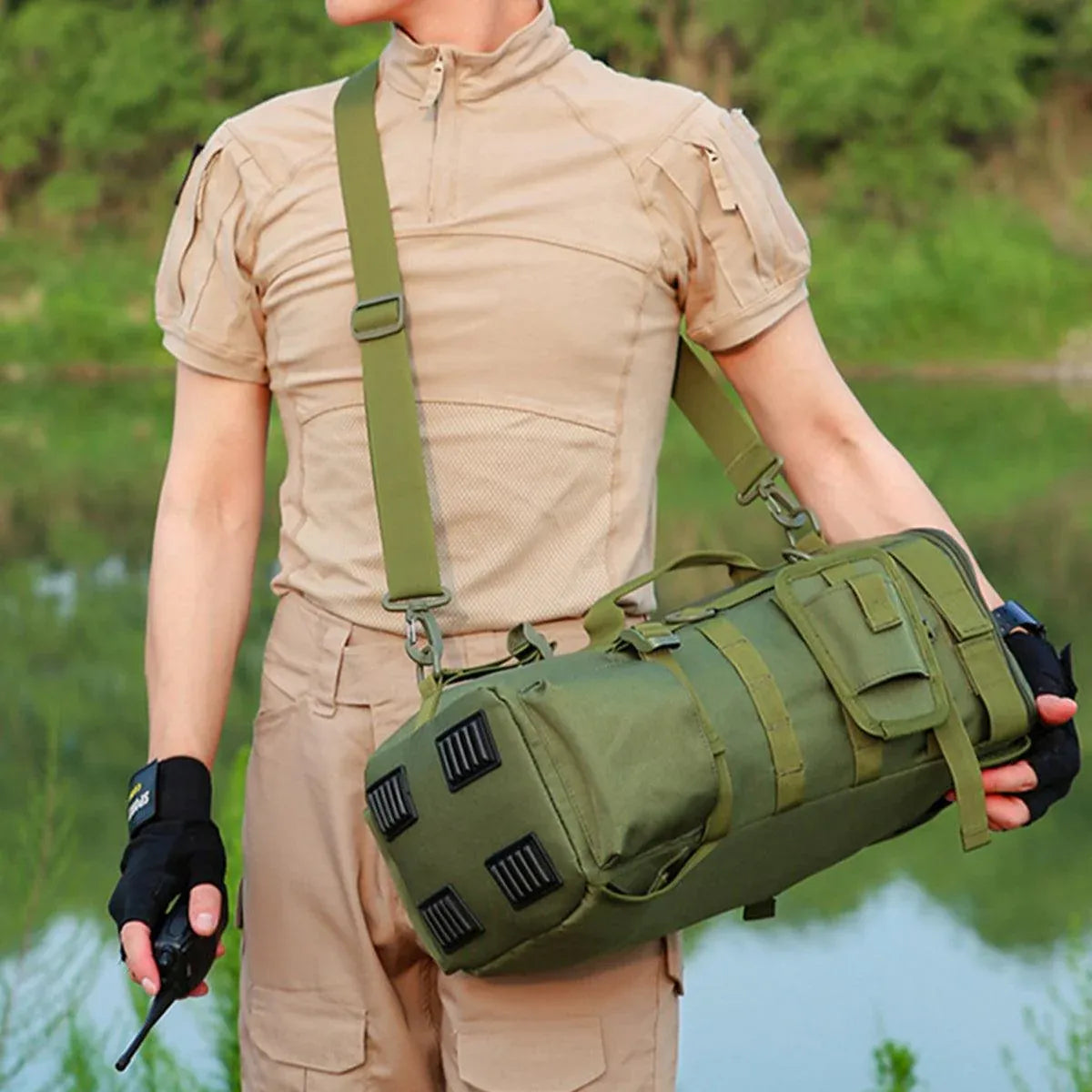 Waterproof Fishing Tackle Bag Large Capacity Multi Functional Shoulder Storage - Khaki Camouflage V528-LURE-BACKPACK-KH-CAMO-196645