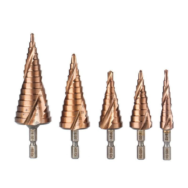 Hss M35 Cobalt Steel Step Cone Drill Bit Hole Saw Cutter 4-12/20/32Mm 5-21/27Mm - M35 Co 4-32mm V528-M35COBALTSTEELSTEP-432-924450