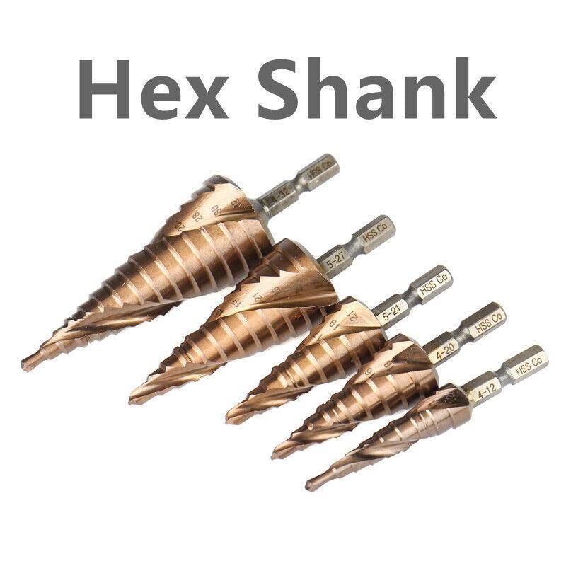 Hss M35 Cobalt Steel Step Cone Drill Bit Hole Saw Cutter 4-12/20/32Mm 5-21/27Mm - M35 Co 4-32mm V528-M35COBALTSTEELSTEP-432-924450