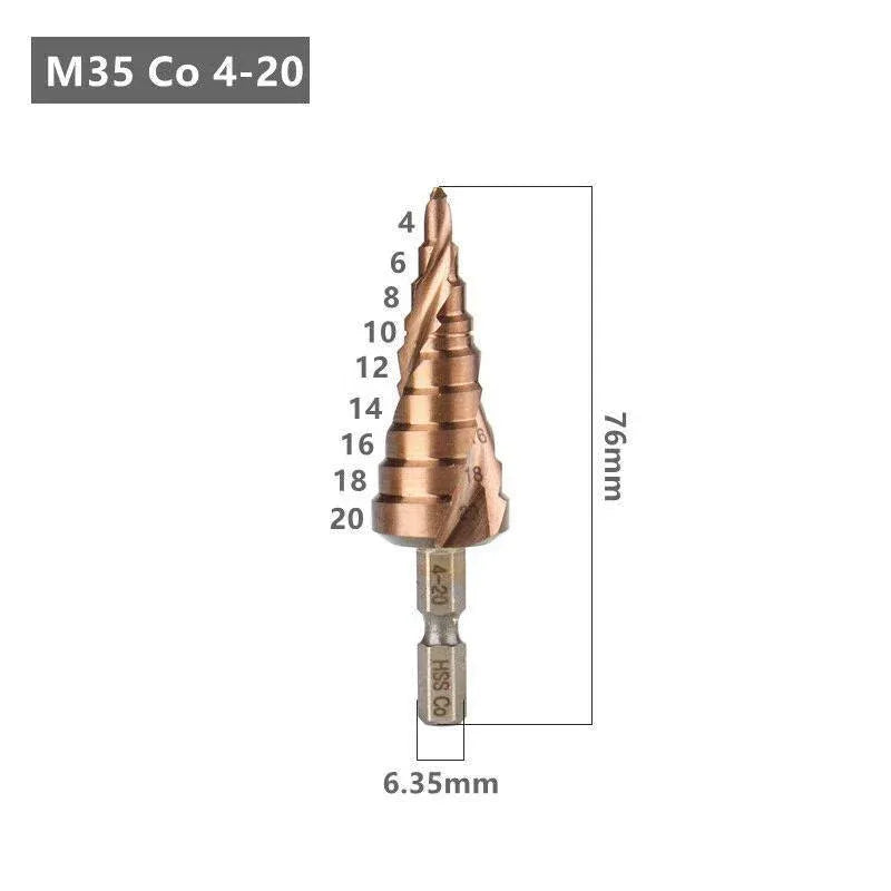 Hss M35 Cobalt Steel Step Cone Drill Bit Hole Saw Cutter 4-12/20/32Mm 5-21/27Mm - M35 Co 4-32mm V528-M35COBALTSTEELSTEP-432-924450