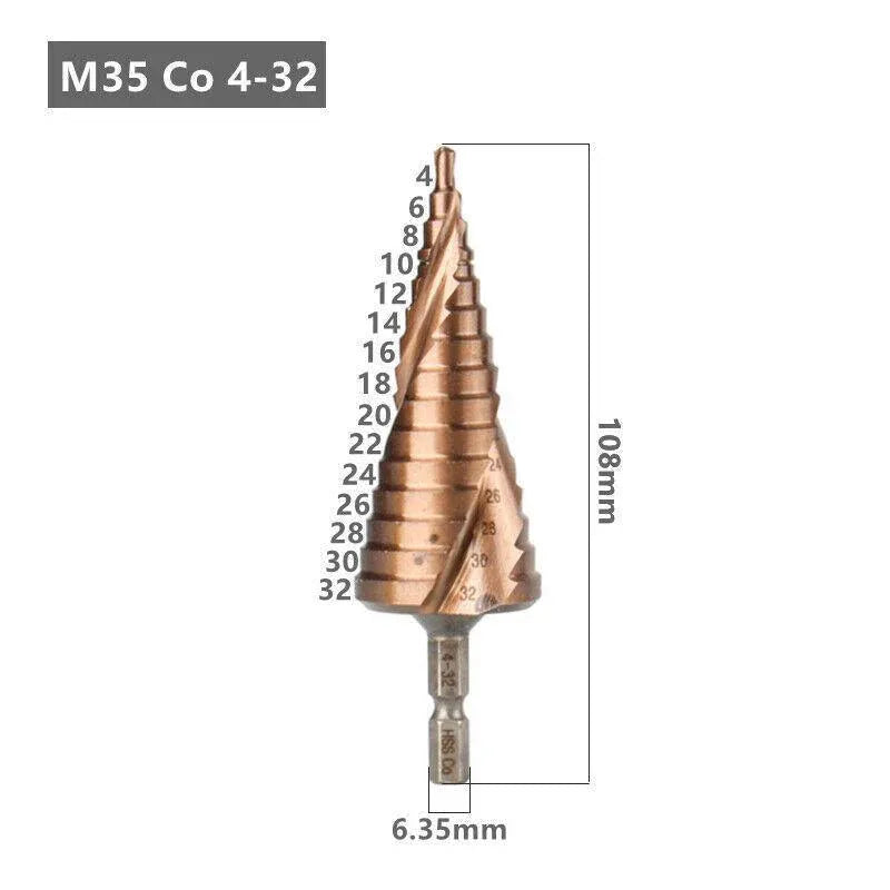 Hss M35 Cobalt Steel Step Cone Drill Bit Hole Saw Cutter 4-12/20/32Mm 5-21/27Mm - M35 Co 4-32mm V528-M35COBALTSTEELSTEP-432-924450