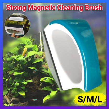 Magnetic Fish Tank Brush Algae Magnet Aquarium Cleaning Glass Aquatic Cleaner - M V528-MAGNETIC-BRUSH-M2-753698