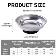 3 4 6 Inch Magnetic Parts Tray Set Stainless Steel Tool Bowl Organizer Holder V528-MAGNETIC-TRAY-3IN1-675640