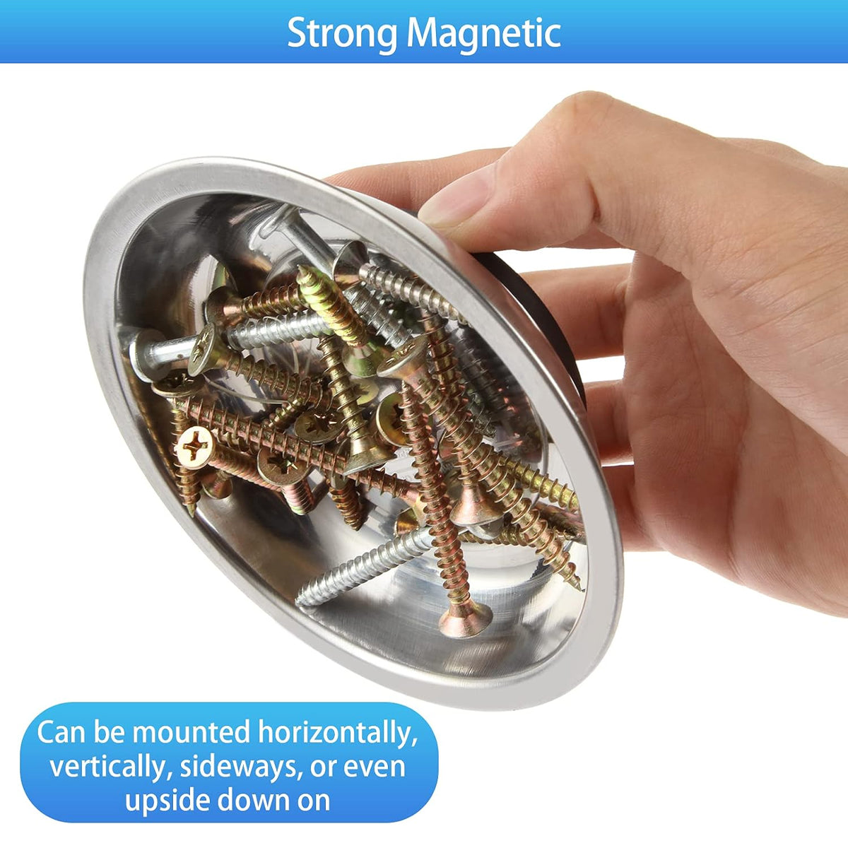 3 4 6 Inch Magnetic Parts Tray Set Stainless Steel Tool Bowl Organizer Holder V528-MAGNETIC-TRAY-3IN1-675640