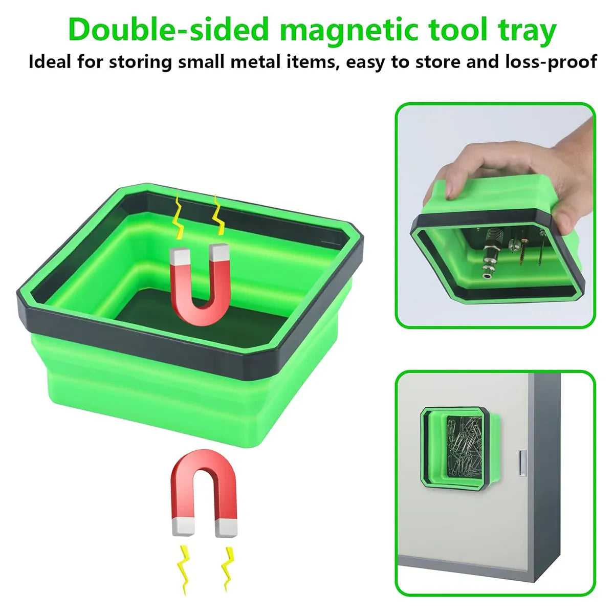 10PCS Silicone Magnetic Tool Tray Folding Storage Disk Screw Bolt Organizer V528-MAGNETIC-TRAY-GREEN-10IN1-595527