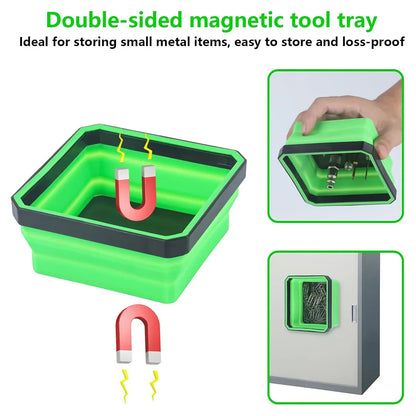 10PCS Silicone Magnetic Tool Tray Folding Storage Disk Screw Bolt Organizer V528-MAGNETIC-TRAY-GREEN-10IN1-595527