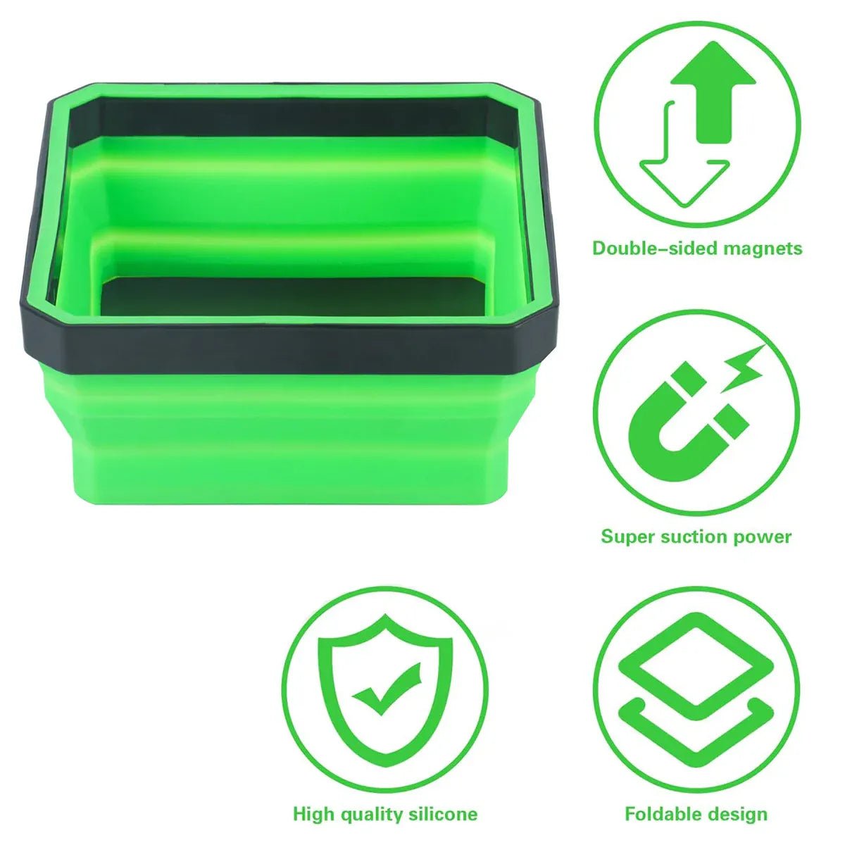 10PCS Silicone Magnetic Tool Tray Folding Storage Disk Screw Bolt Organizer V528-MAGNETIC-TRAY-GREEN-10IN1-595527