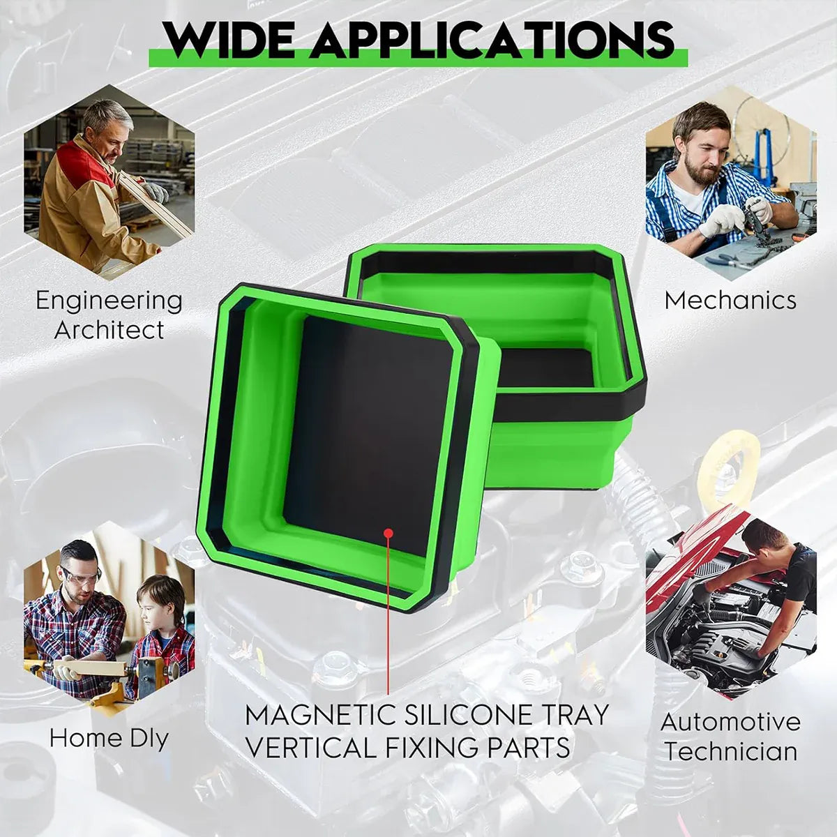 10PCS Silicone Magnetic Tool Tray Folding Storage Disk Screw Bolt Organizer V528-MAGNETIC-TRAY-GREEN-10IN1-595527