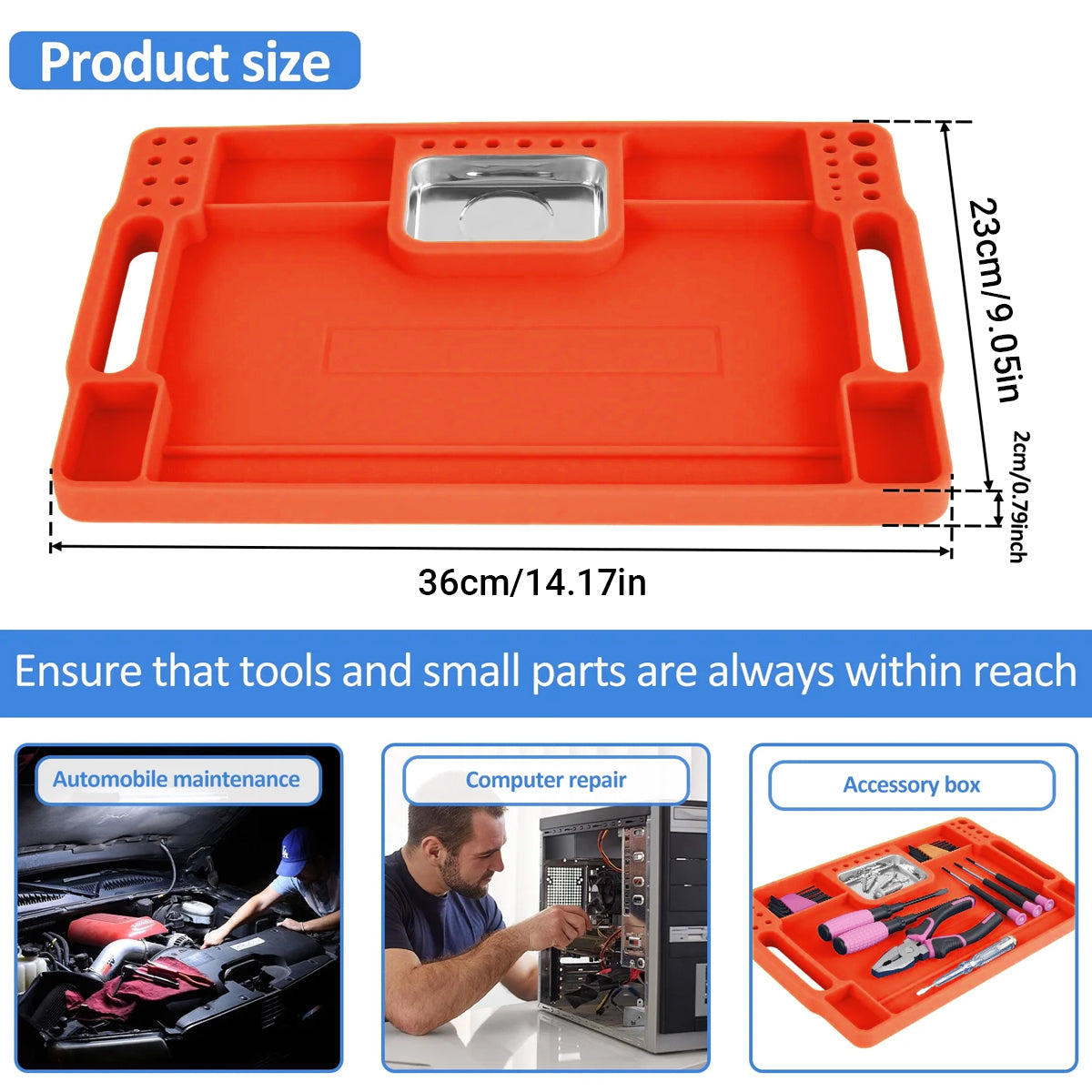 Silicone Tool Tray Silicone Tool Part Tray Organizer Workshop Garage Accessories V528-MAGNETIC-TRAY-ORANGE-429688