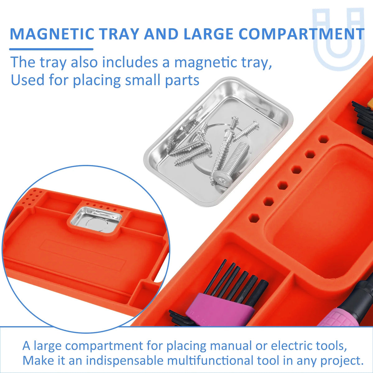 Silicone Tool Tray Silicone Tool Part Tray Organizer Workshop Garage Accessories V528-MAGNETIC-TRAY-ORANGE-429688