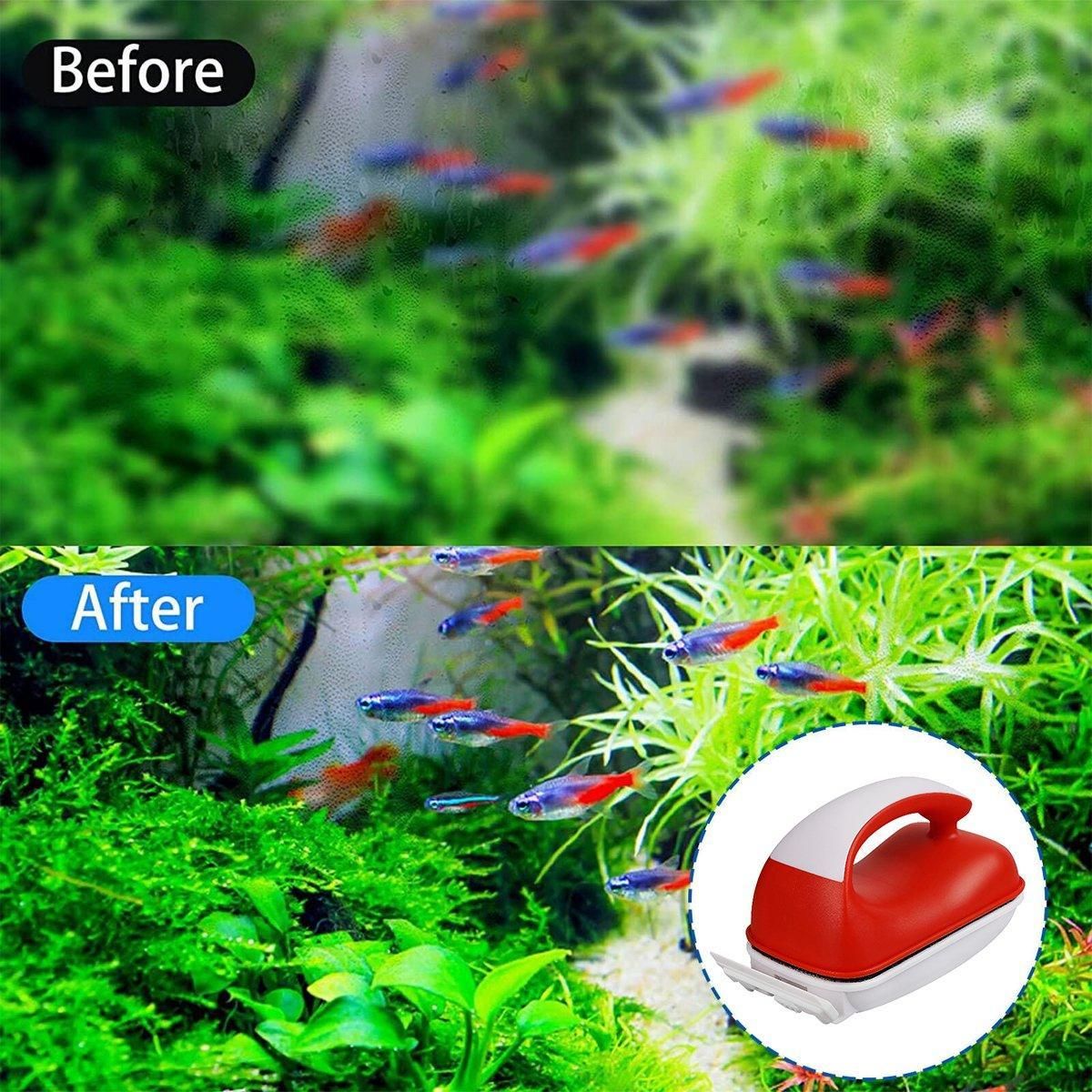 Double-Sided Aquarium Glass Cleaner Brush for Fish Tank Algae Removal S/M Size - S V528-MAGNETICBRUSH-S-863596