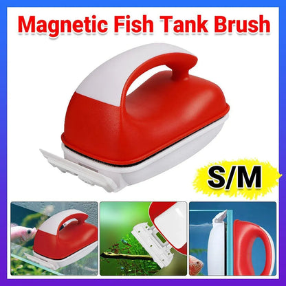 Double-Sided Aquarium Glass Cleaner Brush for Fish Tank Algae Removal S/M Size - S V528-MAGNETICBRUSH-S-863596
