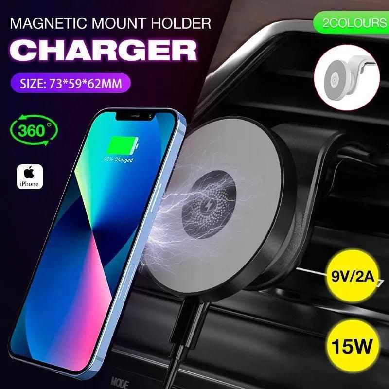 Wireless 15W Magnetic Car Mount Holder Charger For Iphone 13 12 Pro Max Magsafe - White V528-MAGNETICCARMOUNT-WHITE-839666