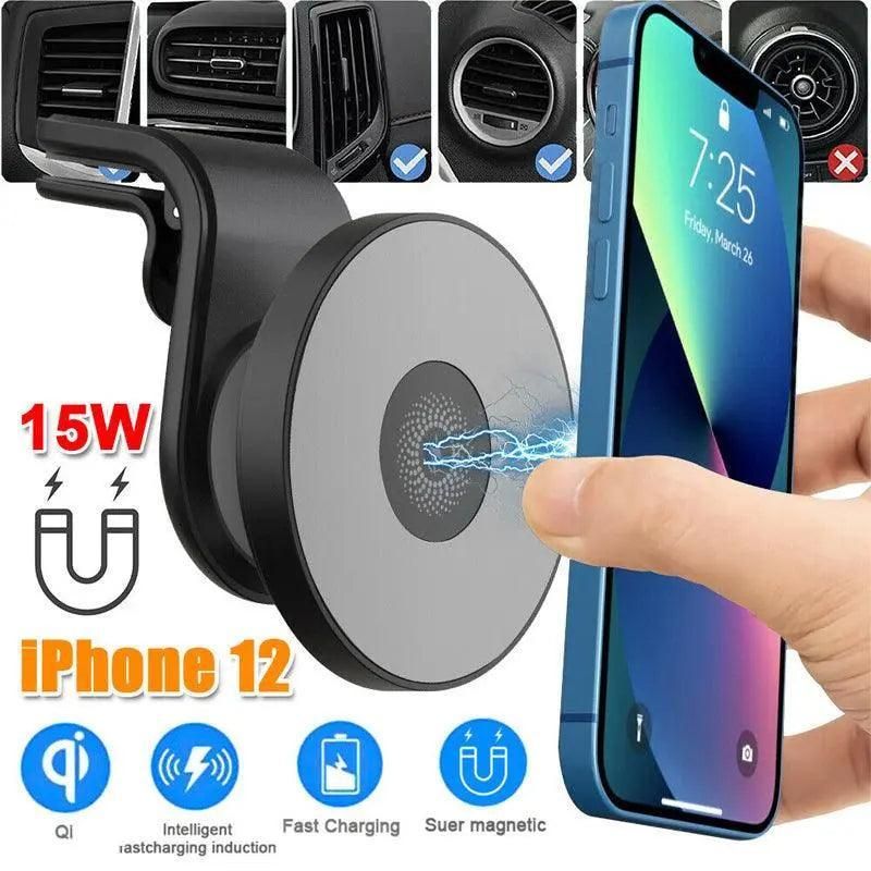 Wireless 15W Magnetic Car Mount Holder Charger For Iphone 13 12 Pro Max Magsafe - White V528-MAGNETICCARMOUNT-WHITE-839666