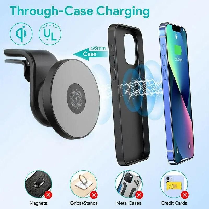 Wireless 15W Magnetic Car Mount Holder Charger For Iphone 13 12 Pro Max Magsafe - White V528-MAGNETICCARMOUNT-WHITE-839666
