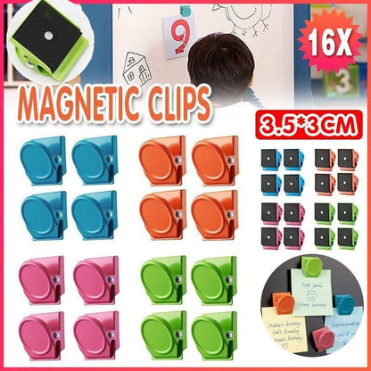 16 Magnetic Clips Fridge Strong Magnet Metal Clamp Note Photo Hanger Holder Hook V528-MAGNETICCLIPS-16PCS-134313