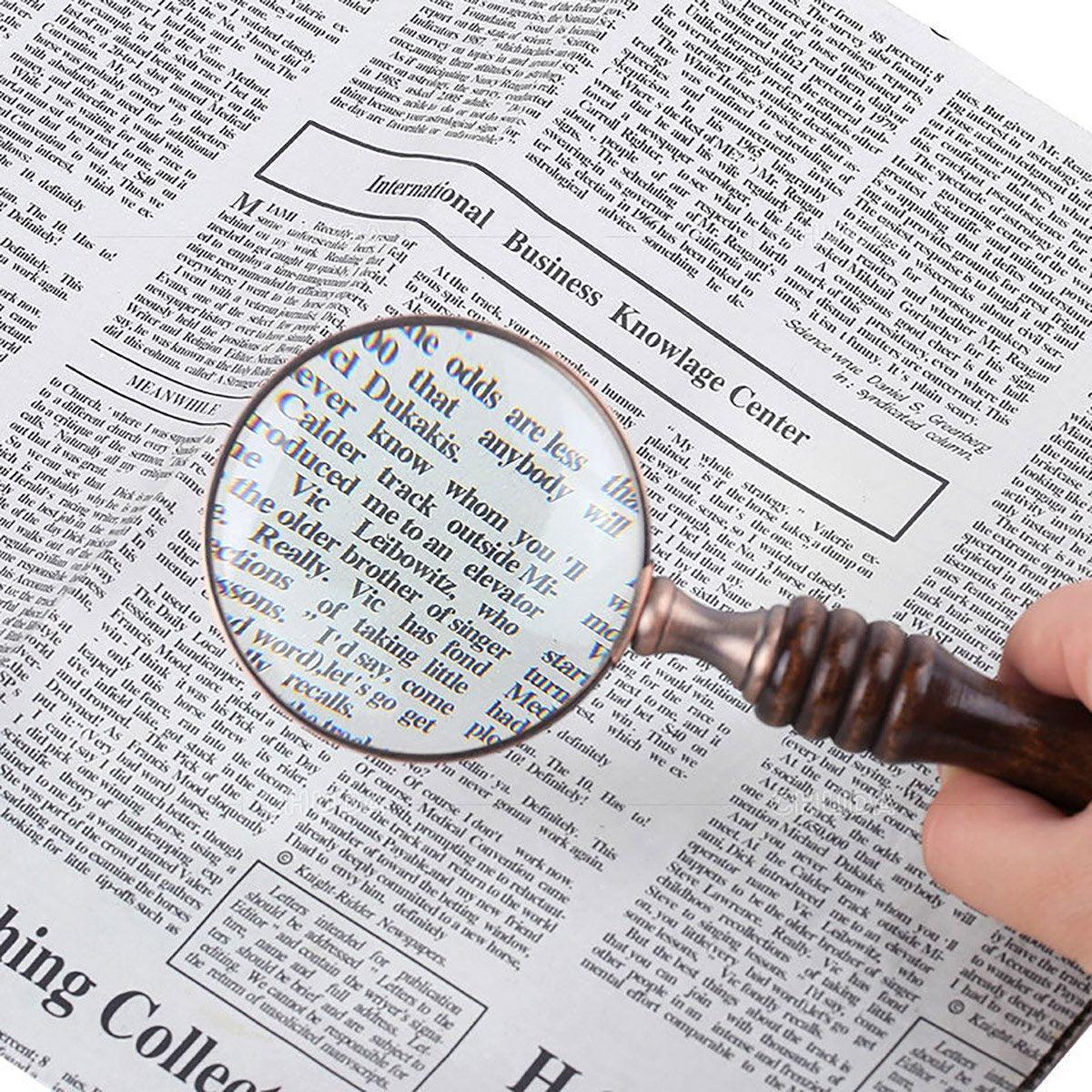 1PCS Vintage Ebony Handle Handheld Metal Magnifier Classical Nostalgic Gift Box V528-MAGNIFIER-644851