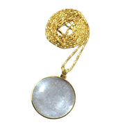 Monocle Lens Necklace 5x Magnifier Magnifying Glass Pendant Coin Gold Silver - Gold V528-MAGNIFYINGGLASS-GLOD-751091
