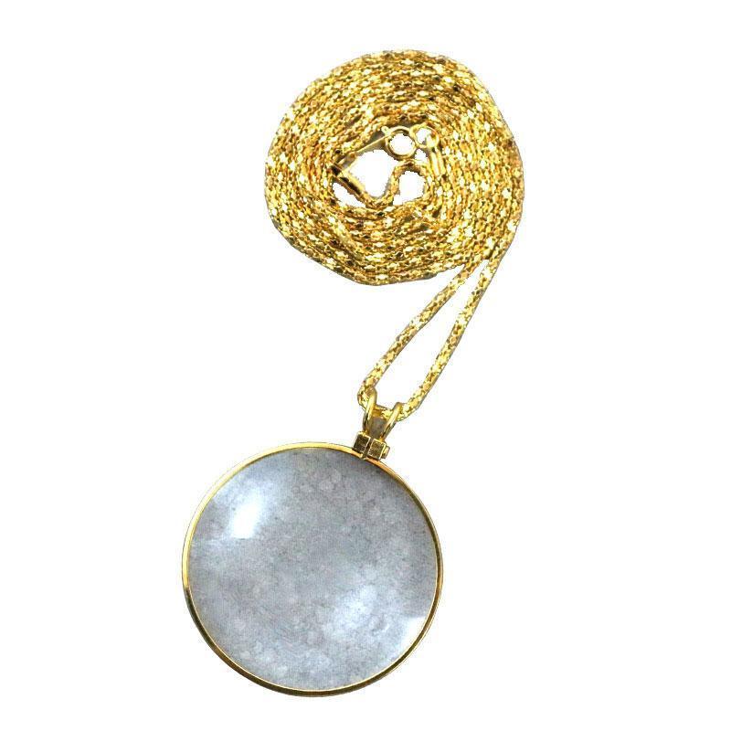 Monocle Lens Necklace 5x Magnifier Magnifying Glass Pendant Coin Gold Silver - Gold V528-MAGNIFYINGGLASS-GLOD-751091