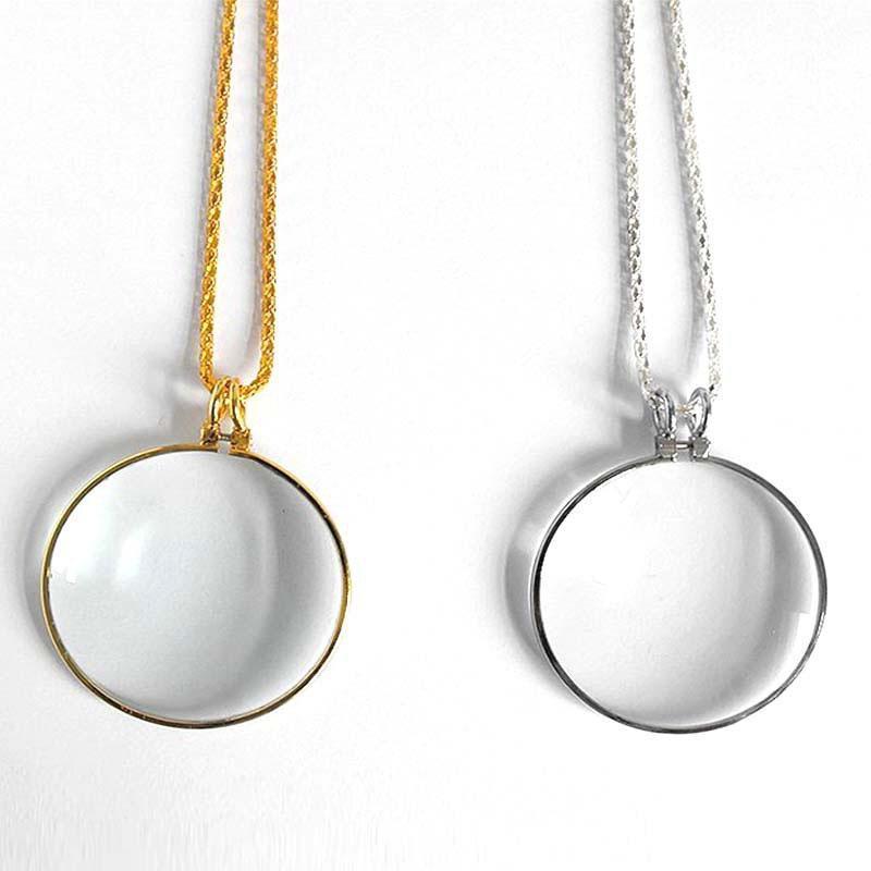 Monocle Lens Necklace 5x Magnifier Magnifying Glass Pendant Coin Gold Silver - Gold V528-MAGNIFYINGGLASS-GLOD-751091