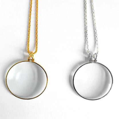 Monocle Lens Necklace 5x Magnifier Magnifying Glass Pendant Coin Gold Silver - Gold V528-MAGNIFYINGGLASS-GLOD-751091