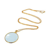 Monocle Lens Necklace 5x Magnifier Magnifying Glass Pendant Coin Gold Silver - Gold V528-MAGNIFYINGGLASS-GLOD-751091
