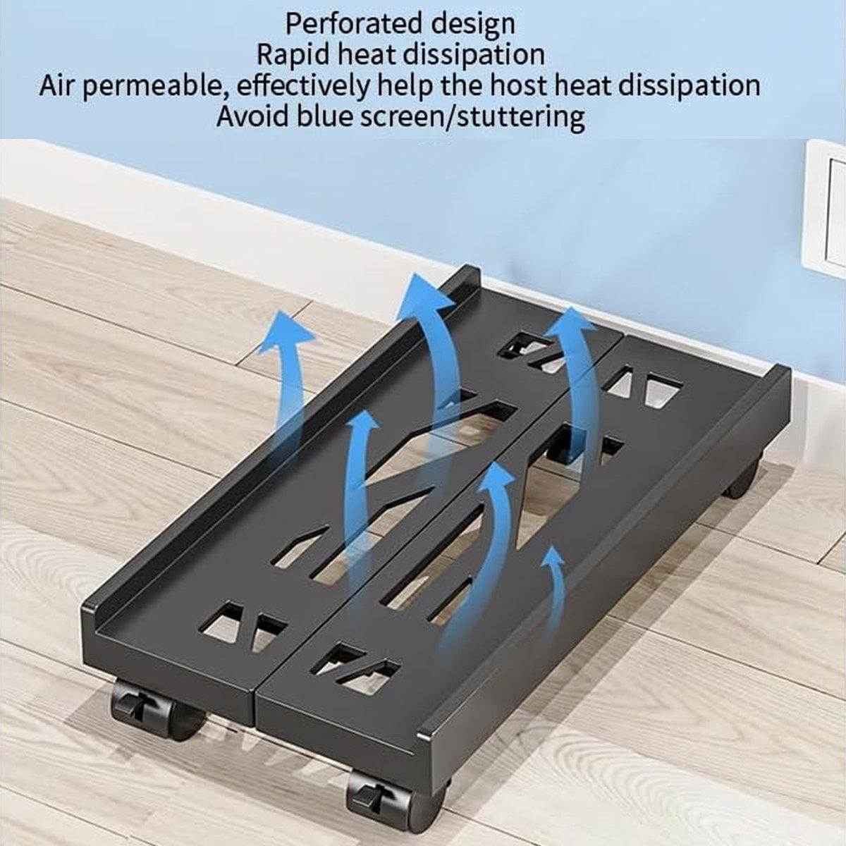 Plastic Computer Case Bracket Retractable Mobile Host Shelf for Under Desk Use V528-MAIN-ENGINE-BRACKET-BLACK-777191