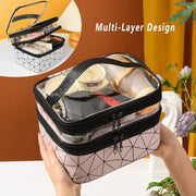 Portable Double-Layer Large Capacity Waterproof Cosmetic Bag Travel Toiletry Bag - Black V528-MAKEUP-BAG-BLACK-154206