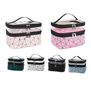 Portable Double-Layer Large Capacity Waterproof Cosmetic Bag Travel Toiletry Bag - Blue V528-MAKEUP-BAG-BLUE-989251